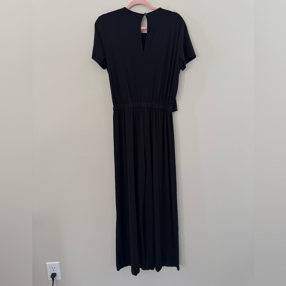 J Jill Wearever Black Side Tie Romper Wide Leg Short Sleeve Small - Picture 3 of 7